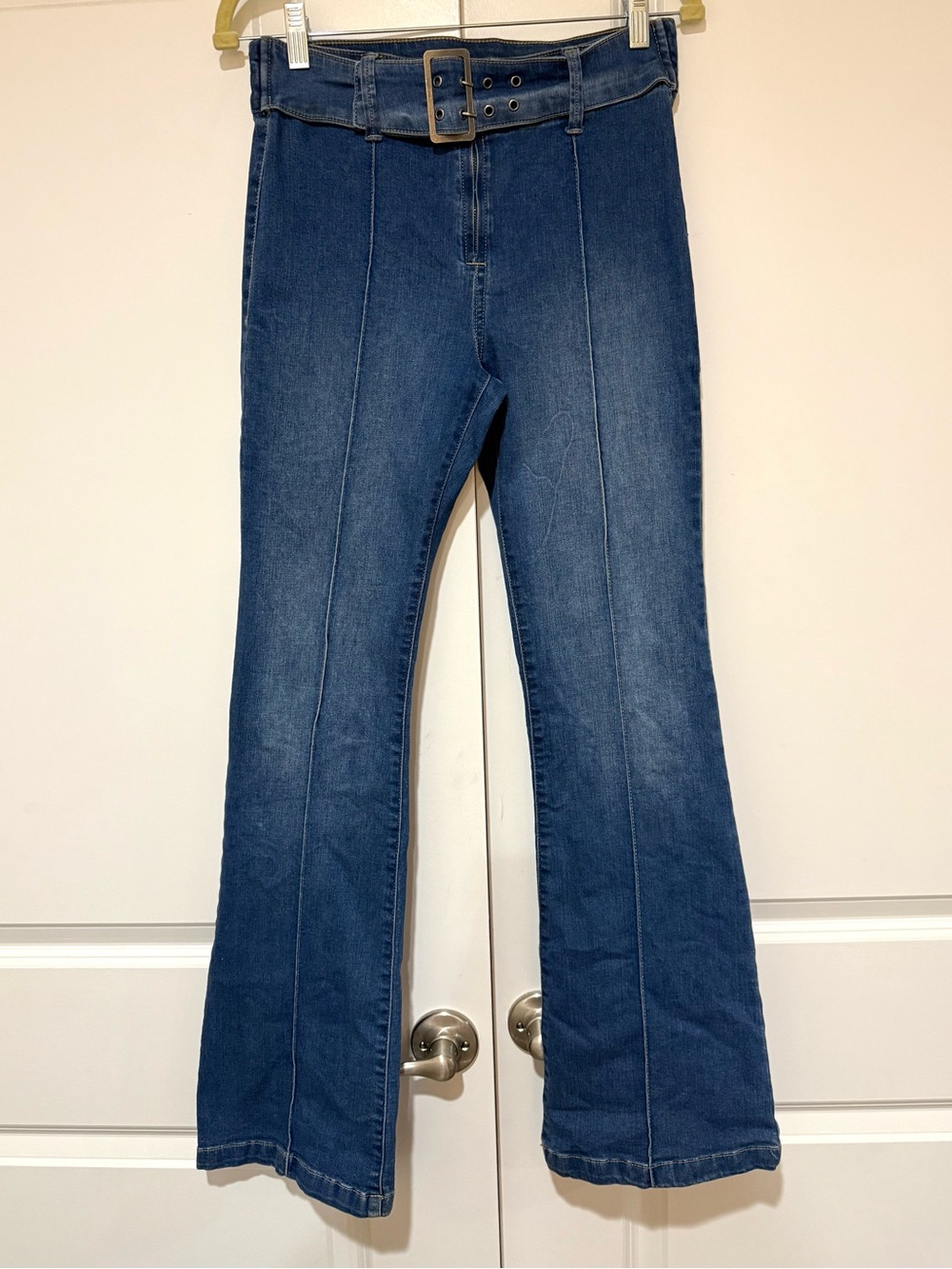 Sincerely Jules Blue Flare Jeans with Belt